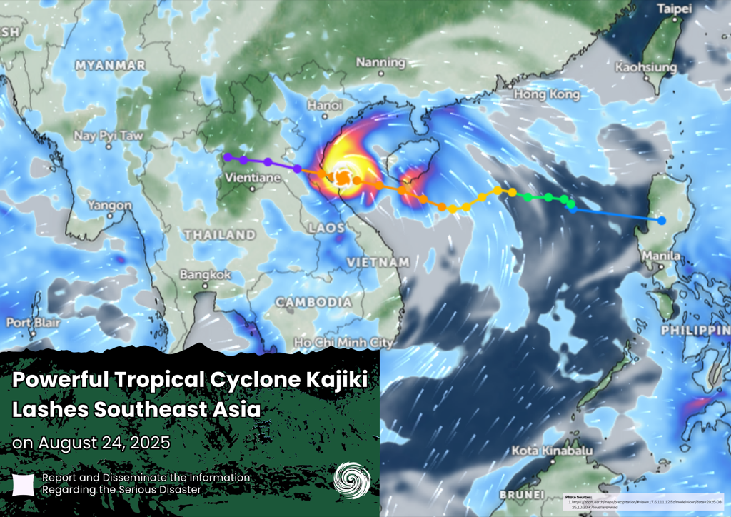 Powerful Tropical Cyclone Kajiki Lashes Southeast Asia, 24 August 2025